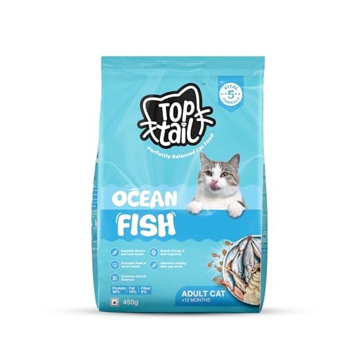 TOPTAIL Ocean Fish Food for Adult Cat (Above 12 Month) 450g | Cat Food is Specially Crafted Chicken & Tuna Oil Support Lean Muscles, a Shiny Coat & Joint Health | Pack of 1 2