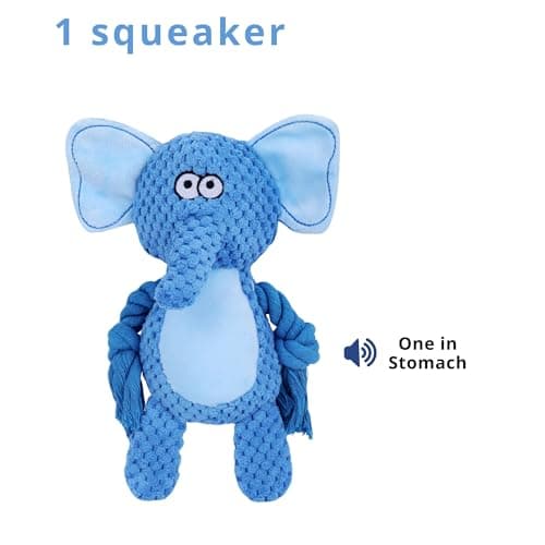 ZOOMIES Dog Chew Toy – Baby Elephant Plush with Squeaker & Rope for Interactive Play – Soft & Durable Pet Toy 5