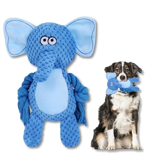 ZOOMIES Dog Chew Toy – Baby Elephant Plush with Squeaker & Rope for Interactive Play – Soft & Durable Pet Toy 2