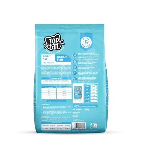 TOPTAIL Ocean Fish Food for Adult Cat (Above 12 Month) 450g | Cat Food is Specially Crafted Chicken & Tuna Oil Support Lean Muscles, a Shiny Coat & Joint Health | Pack of 1 8