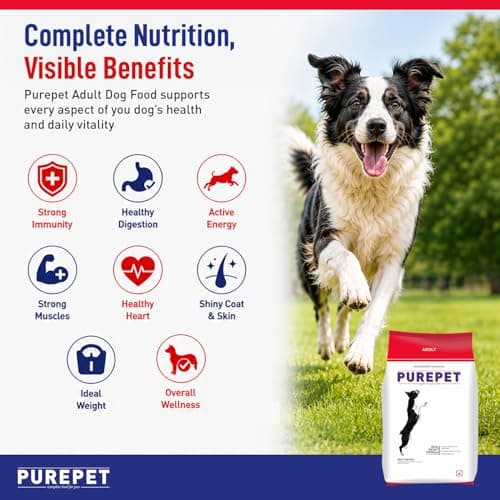 Purepet Adult Dry Dog Food 10kg | Meat & Rice Flavour | Promotes Health & Vitality | Immune Support | Healthy Digestion | Nutrient Rich 5