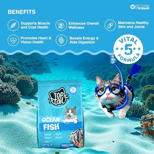 TOPTAIL Ocean Fish Food for Adult Cat (Above 12 Month) 450g | Cat Food is Specially Crafted Chicken & Tuna Oil Support Lean Muscles, a Shiny Coat & Joint Health | Pack of 1 7