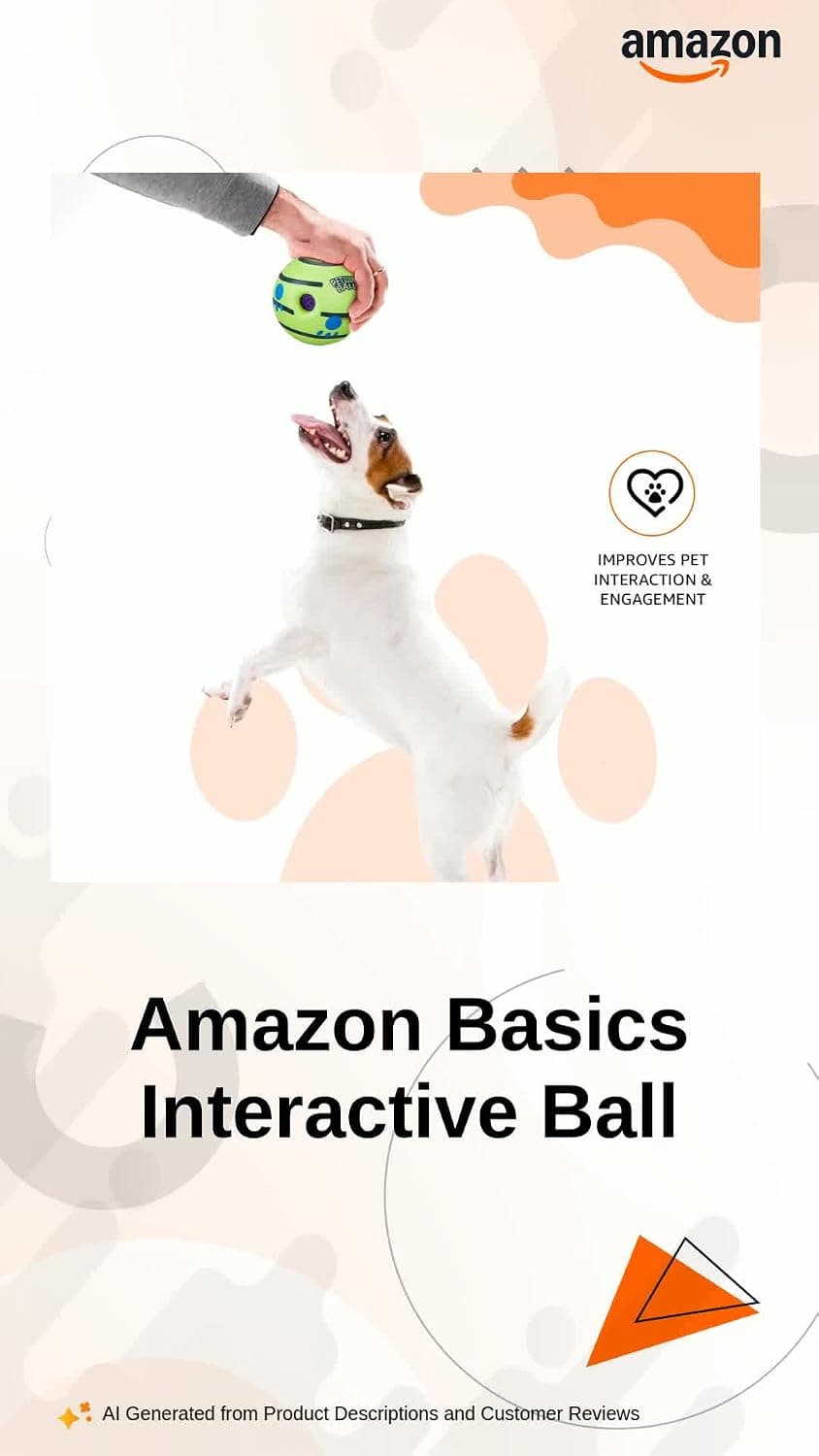 amazon basics Interactive Sound Ball Toy for Dogs and Puppies| Fun Squeaky Sounds | Pet-Safe Materials| Suitable for All Dog Breeds | Size - Large 3