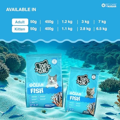 TOPTAIL Ocean Fish Food for Adult Cat (Above 12 Month) 450g | Cat Food is Specially Crafted Chicken & Tuna Oil Support Lean Muscles, a Shiny Coat & Joint Health | Pack of 1 3