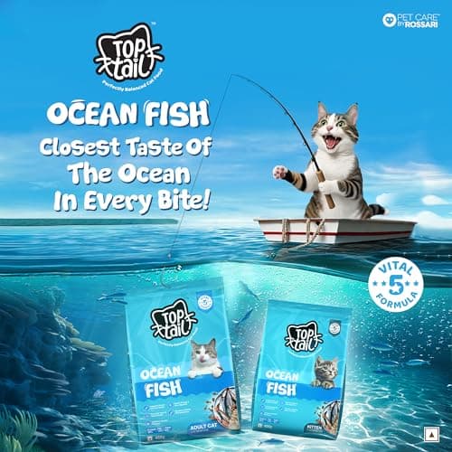 TOPTAIL Ocean Fish Food for Adult Cat (Above 12 Month) 450g | Cat Food is Specially Crafted Chicken & Tuna Oil Support Lean Muscles, a Shiny Coat & Joint Health | Pack of 1 5